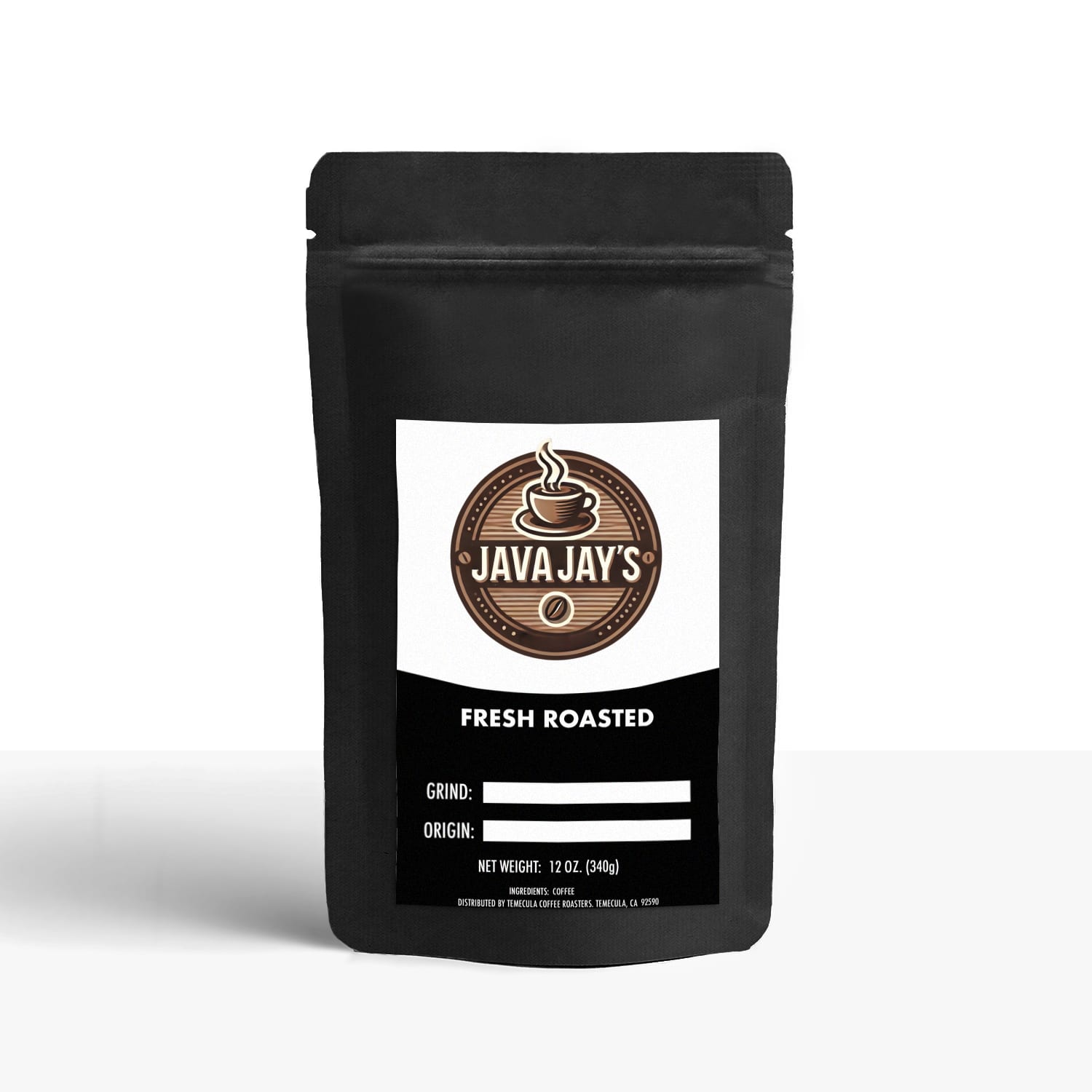 Java Jays fresh roasted coffee in black packaging for 12 pack coffee capsules